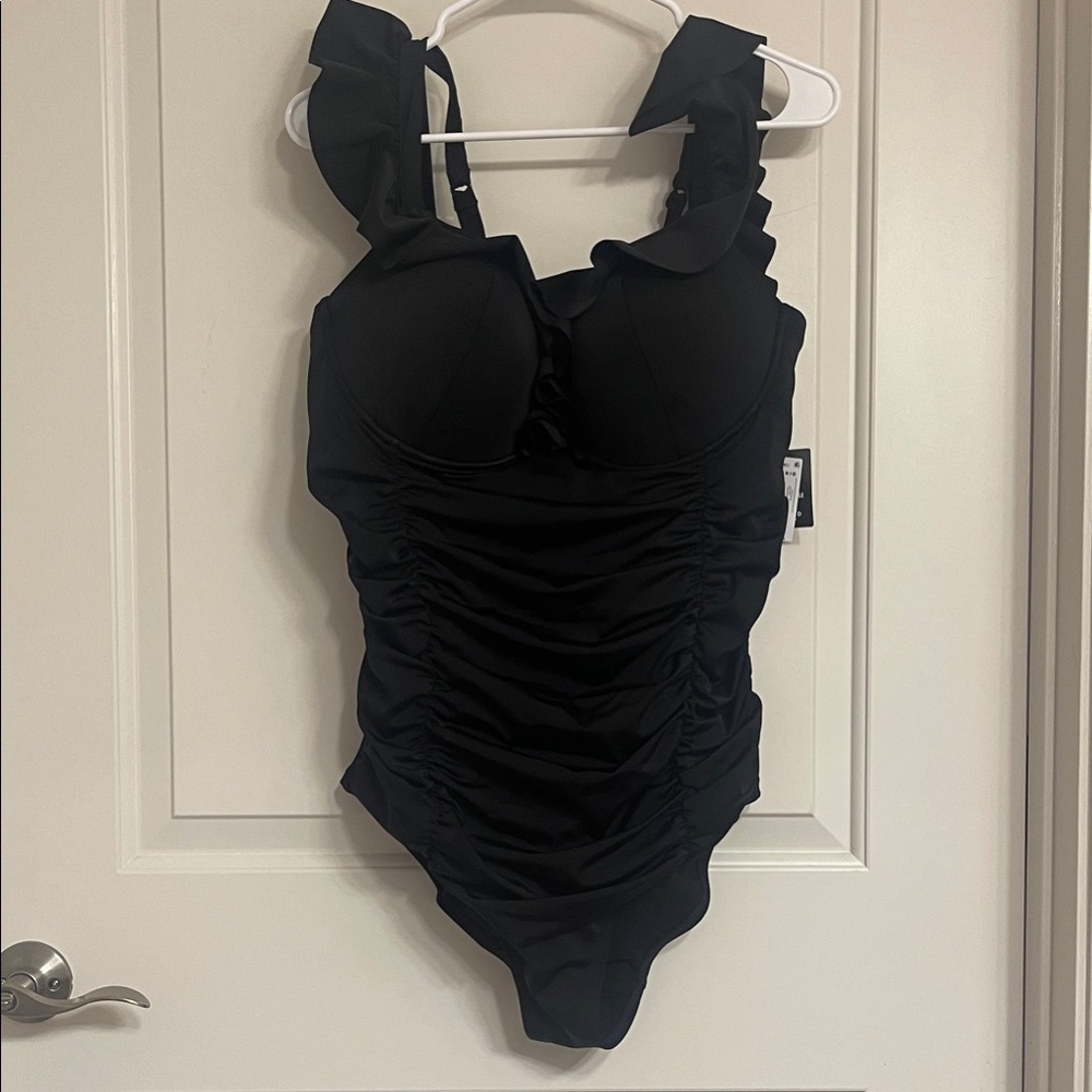 Torrid Black Ruffled women’s one piece swimsuit